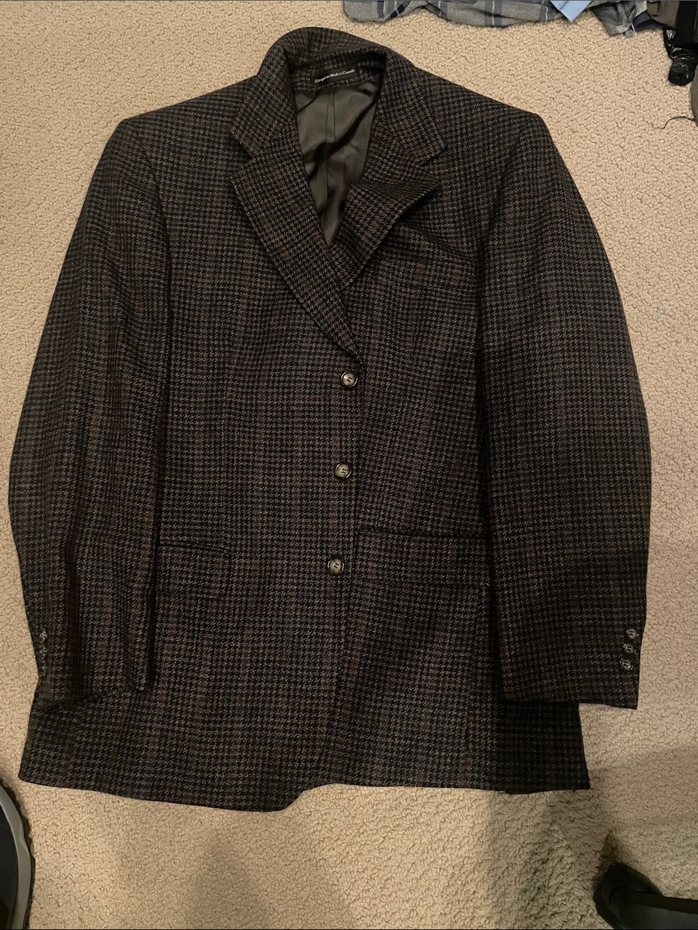 Christian Dumos Houndstooth Blazer Jacket - Black & Brown